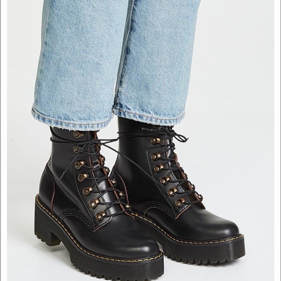 Dr. Martens Black Leather Platform Boots - Picture 5 of 12